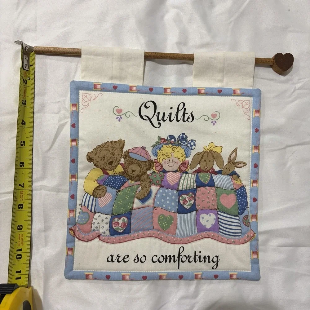 quilts are so comforting Wall Hanging Rod Bears Bunnies Grandma Cottage Core